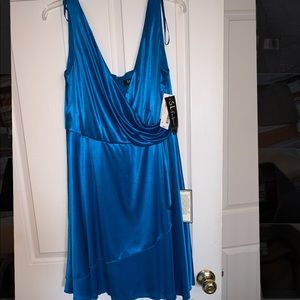 Blue satin like summer dress